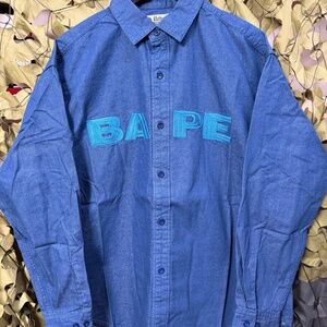 BAPE Denim Loose Fit Button Up Shirt